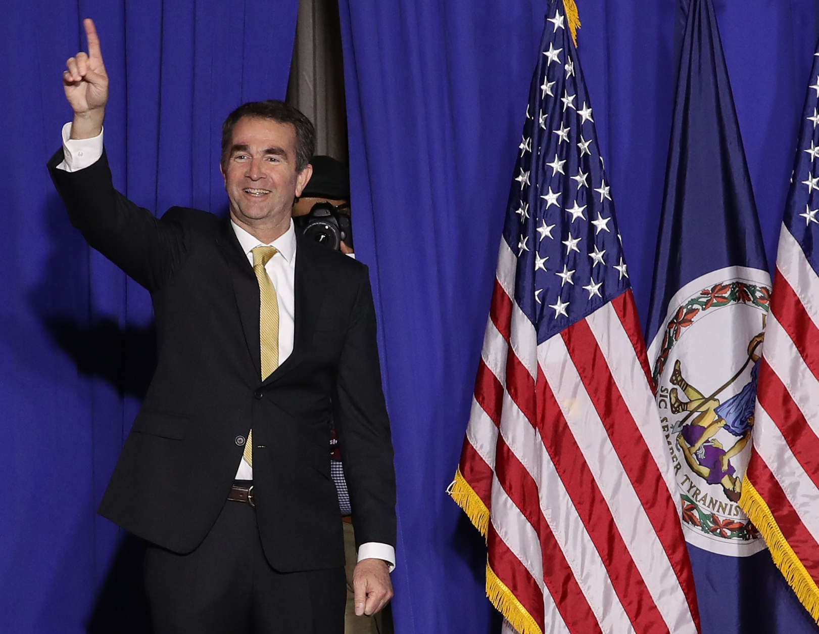 Governor-elect Ralph Northam greets supporters after during an election night rally November 7, 2017 in Fairfax, Virginia. Northam defeated Republican candidate Ed Gillespie.
(Photo by Win McNamee/Getty Images)