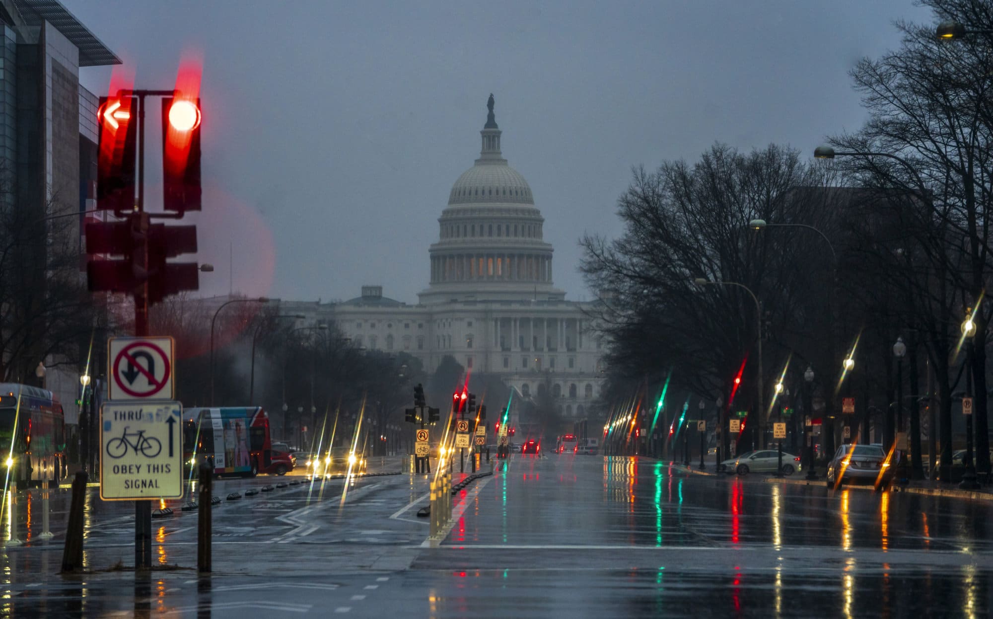 The Capitol is seen on a rainy morning in Washington, Friday, Dec. 28, 2018, during a partial government shutdown. President Donald Trump is threatening to close the U.S. border with Mexico if Democrats in Congress don't agree to fund the construction of a border wall. Trump tweeted Friday morning that "We will be forced to close the Southern Border entirely," unless a funding deal is reached with "the Obstructionist Democrats." Trump's demand for money to build the border wall and Democrats' refusal to give him what he wants has caused a partial government shutdown that is nearly a week old. (AP Photo/J. Scott Applewhite)