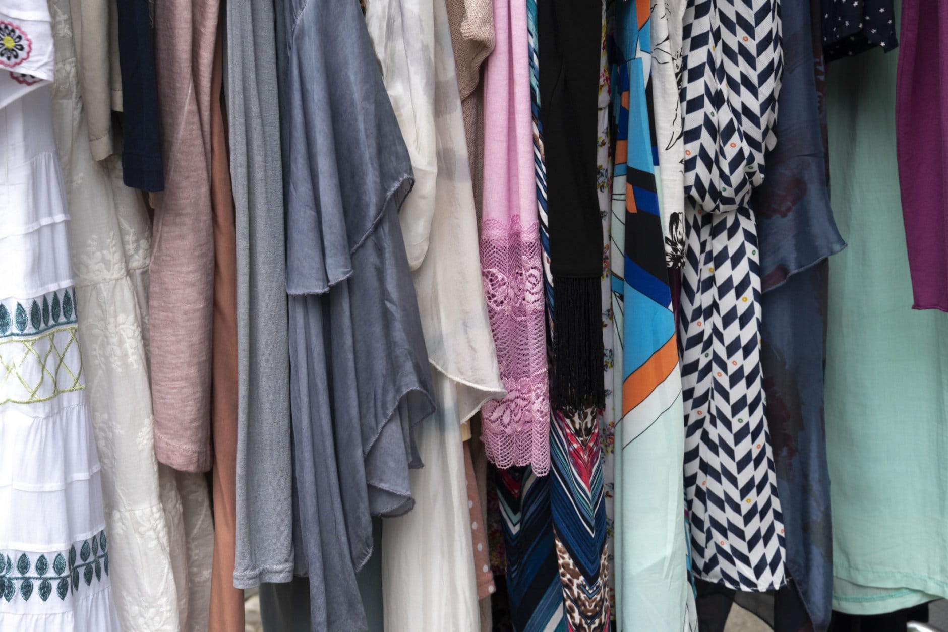 Hanging clothes and dresses