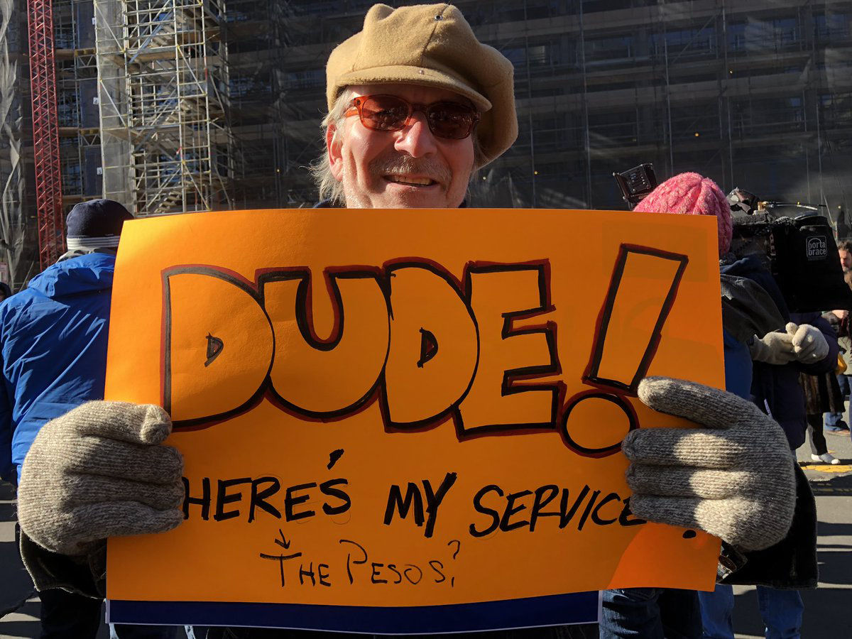 An attendee at the rally against the government shutdown Jan. 10, 2019. (WTOP/Kristi King)