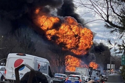 Driver killed after tanker truck strikes tree, explodes near Frederick
