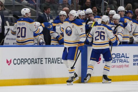 Thompson, Tuch help Sabres outlast Ovechkin, Capitals with 8-5 win