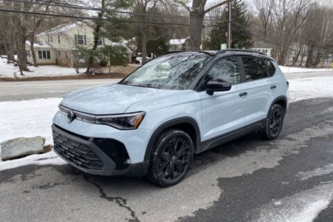 light blue Volkswagen Taos compact SUV