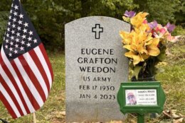 The grave of veteran Eugene Grafton Weedon at the Sunnyside New Life Community Church cemetery.